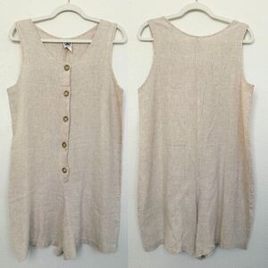 Vtg PA Company Boston Linen Coverall Button Front Beige Made in USA Womens M